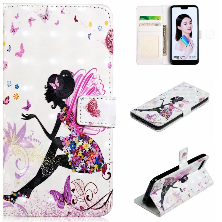 For Honor 10 Oil Embossed 3D Drawing Leather Phone Case(Flower Fairy)