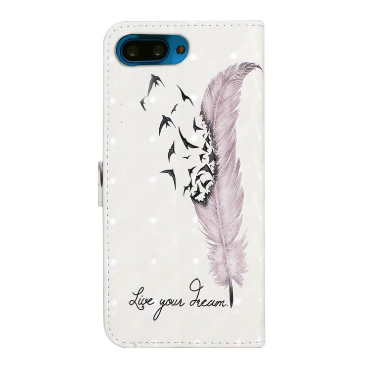 For Honor 10 Oil Embossed 3D Drawing Leather Phone Case(Feather)