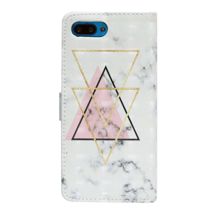 For Honor 10 Oil Embossed 3D Drawing Leather Phone Case(Triangular Marble)