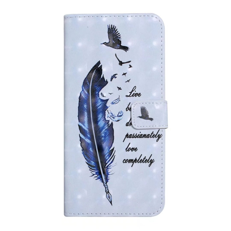 For Honor 10 Oil Embossed 3D Drawing Leather Phone Case(Blue Feather)