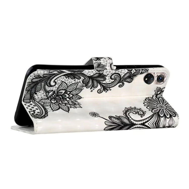 For Honor 50 Oil Embossed 3D Drawing Leather Phone Case(Lace Flower)