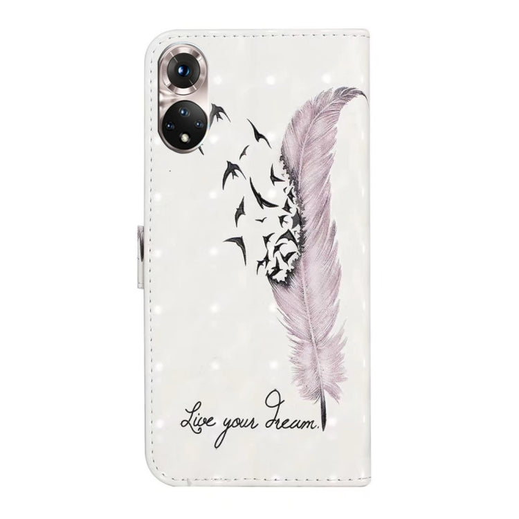For Honor 50 Oil Embossed 3D Drawing Leather Phone Case(Feather)