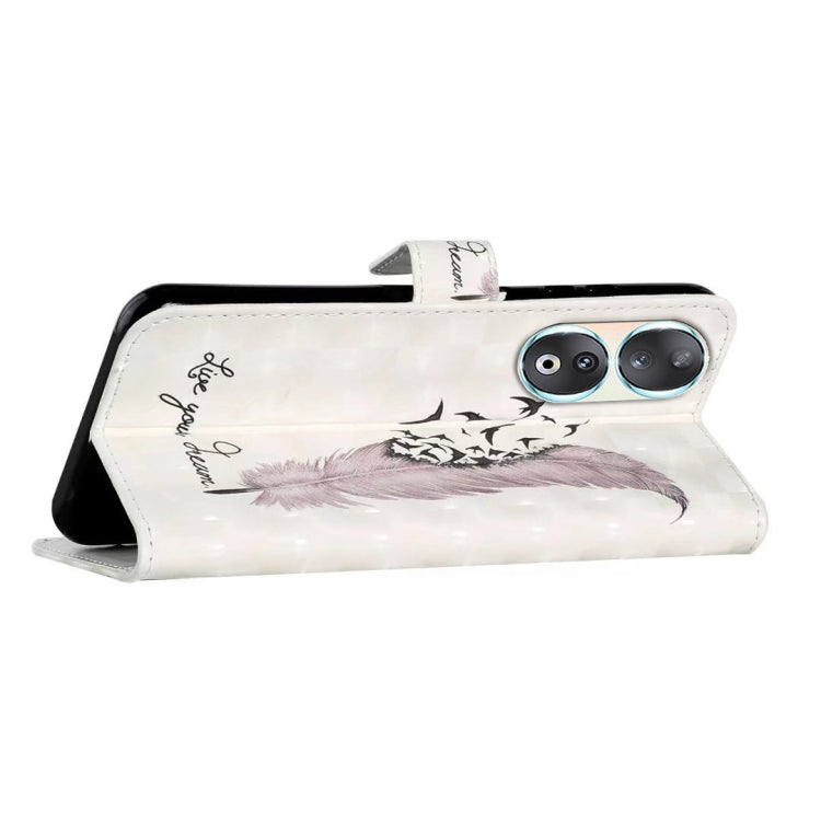 For Honor 90 Oil Embossed 3D Drawing Leather Phone Case(Feather)