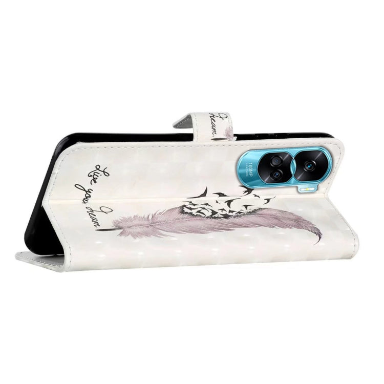 For Honor 90 Lite Oil Embossed 3D Drawing Leather Phone Case(Feather)