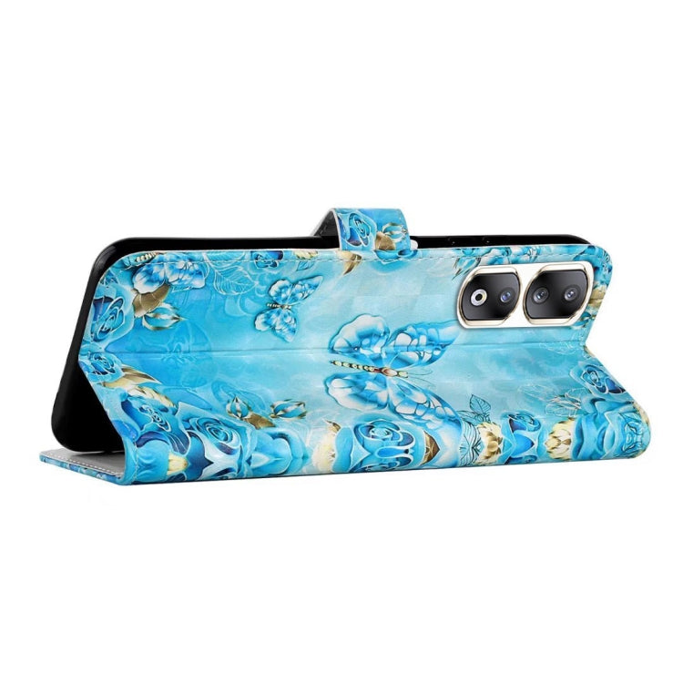 For Honor 90 Pro Oil Embossed 3D Drawing Leather Phone Case(Blue Butterflies)