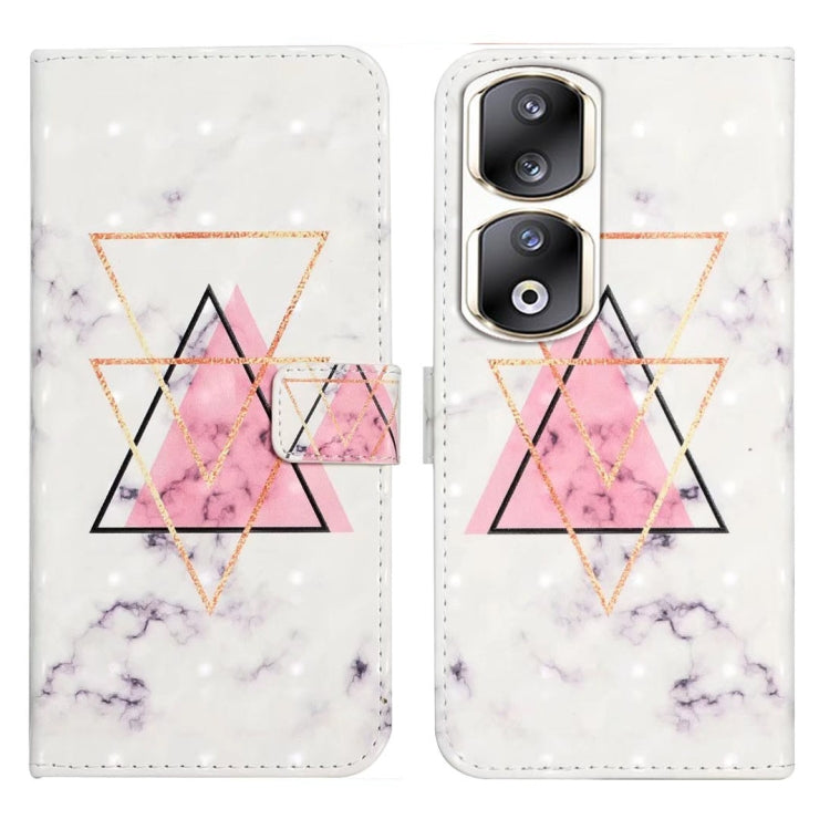 For Honor 90 Pro Oil Embossed 3D Drawing Leather Phone Case(Triangular Marble)