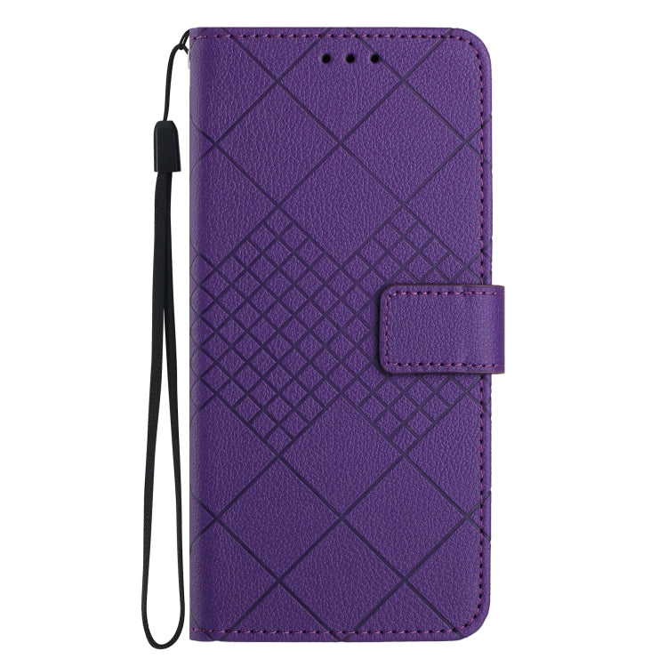 For Honor X9a / Magic5 Lite 5G Rhombic Grid Texture Leather Phone Case(Purple)