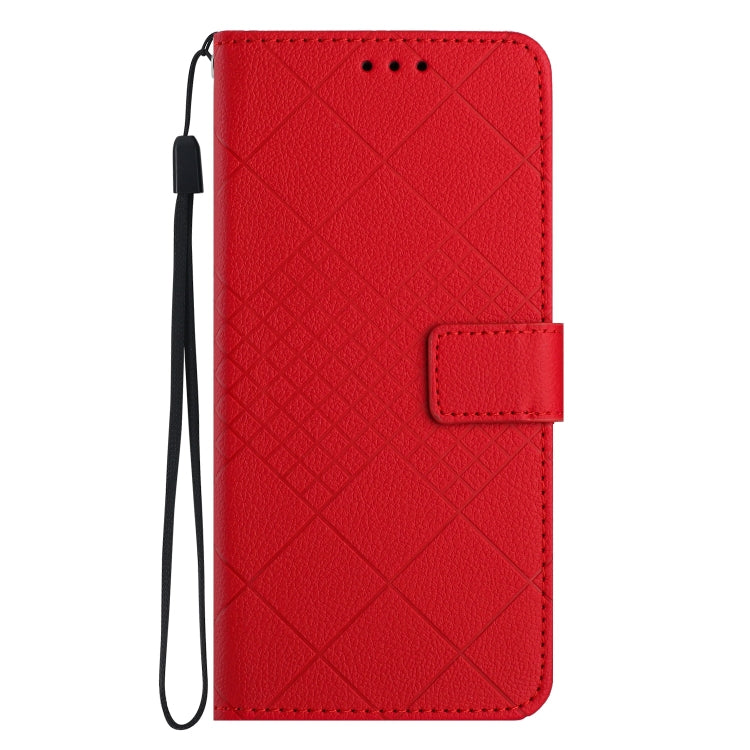 For Honor X8b Rhombic Grid Texture Leather Phone Case(Red)