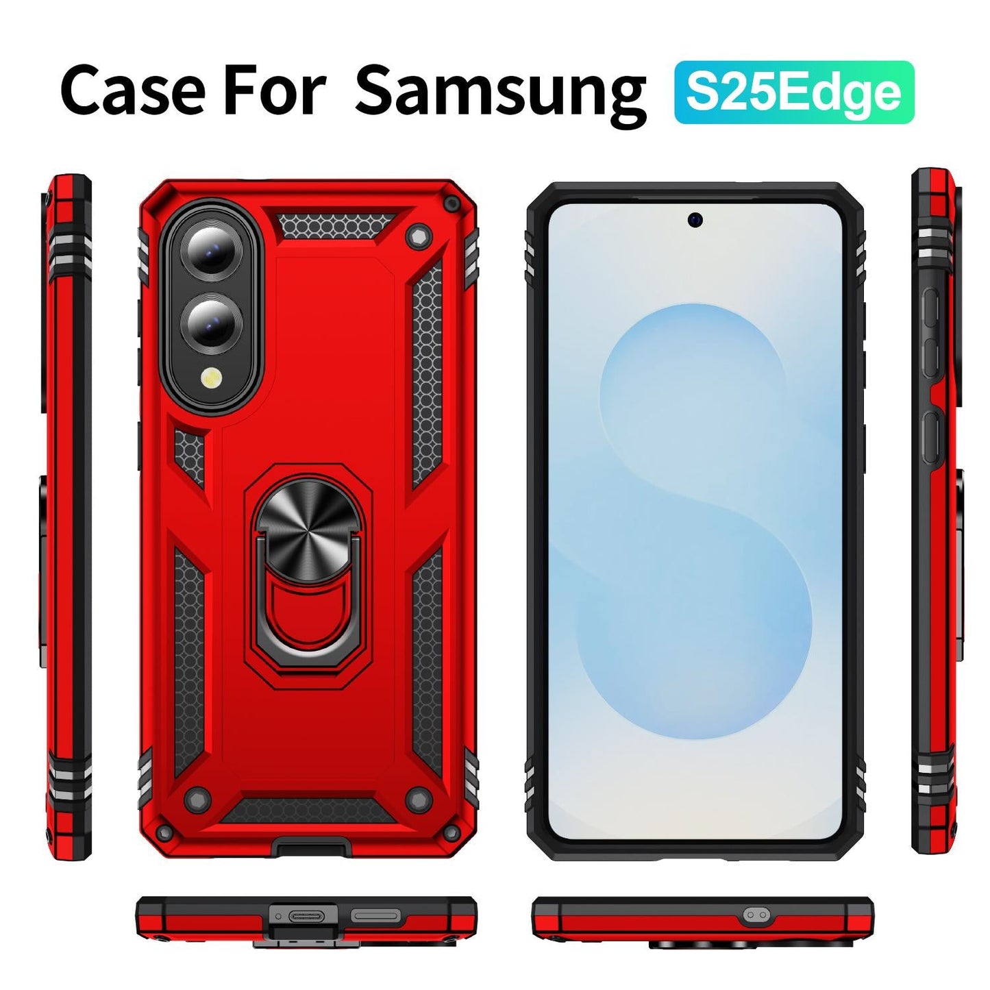 For Samsung Galaxy S25 Edge 5G Shockproof TPU + PC Phone Case(Red)