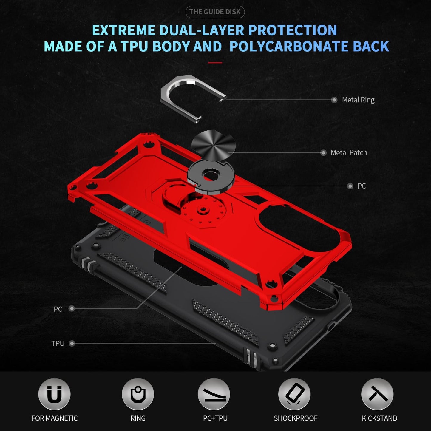 For Samsung Galaxy S25 Edge 5G Shockproof TPU + PC Phone Case(Red)