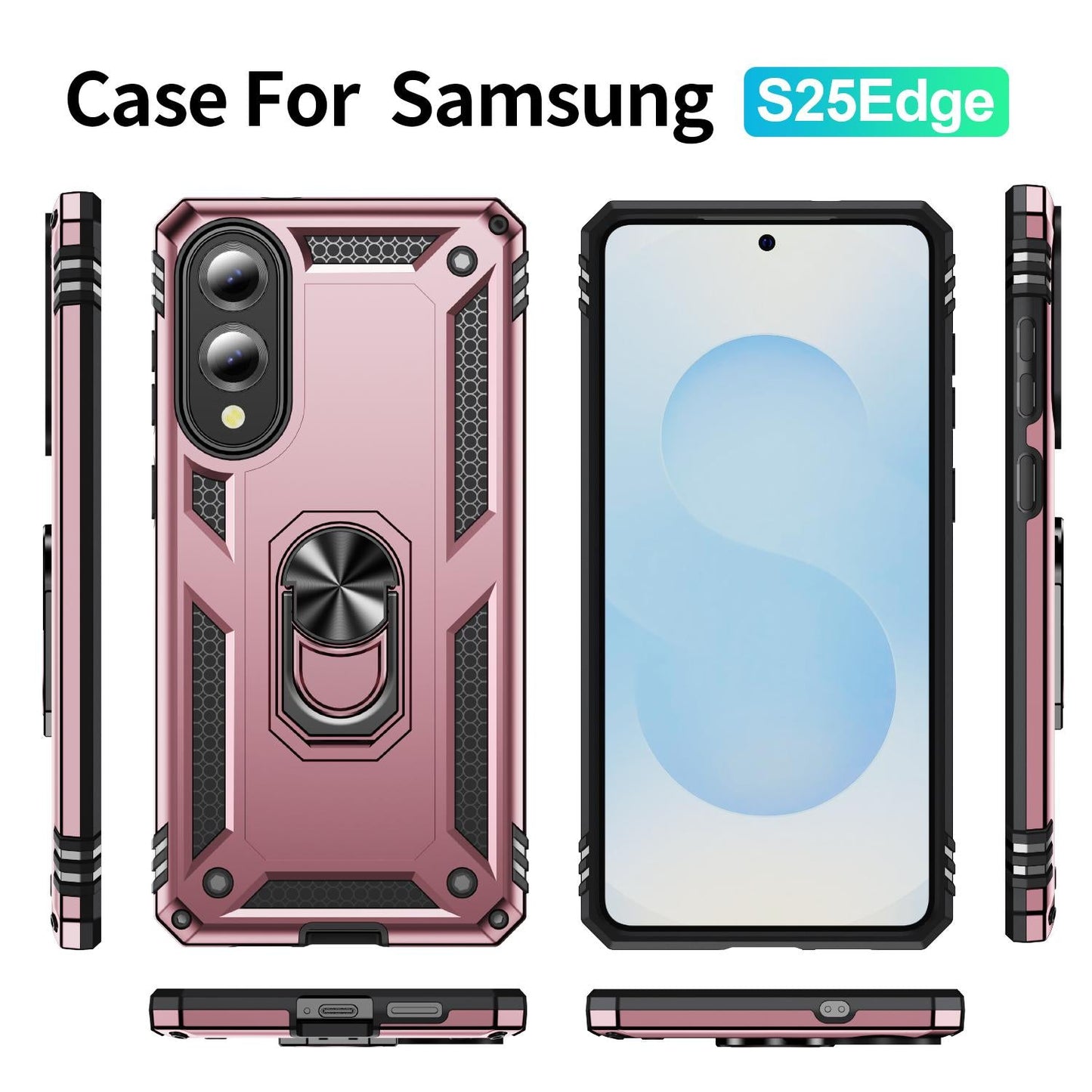For Samsung Galaxy S25 Edge 5G Shockproof TPU + PC Phone Case(Rose Gold)