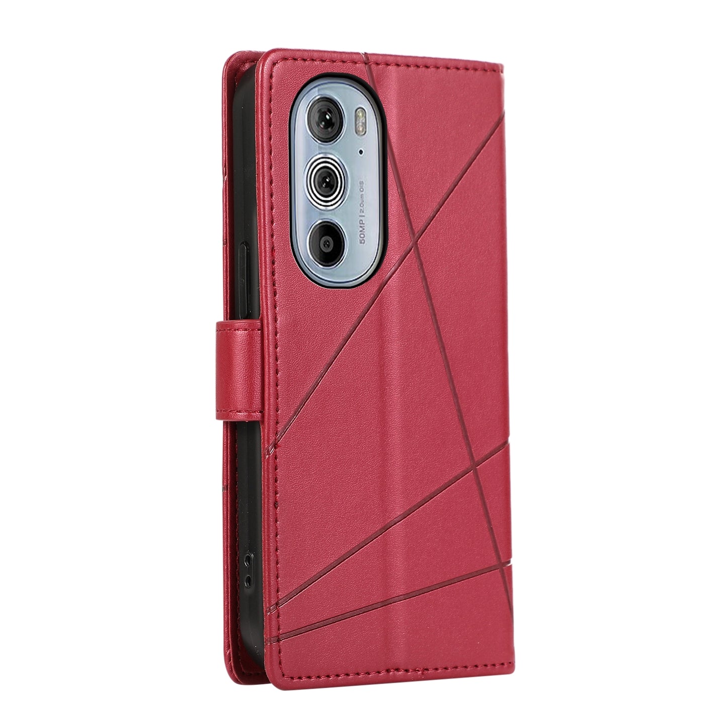 For Motorola Edge 30 Pro PU Genuine Leather Texture Embossed Line Phone Case(Red)