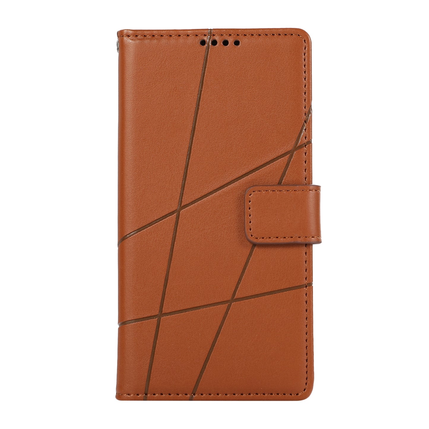 For Motorola Edge 30 Pro PU Genuine Leather Texture Embossed Line Phone Case(Brown)