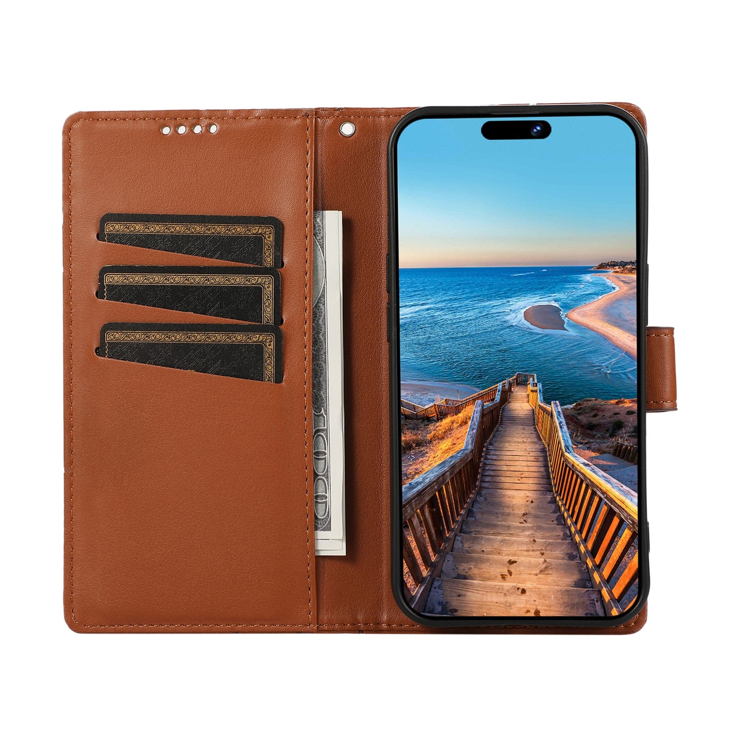 For Motorola Edge 30 Pro PU Genuine Leather Texture Embossed Line Phone Case(Brown)