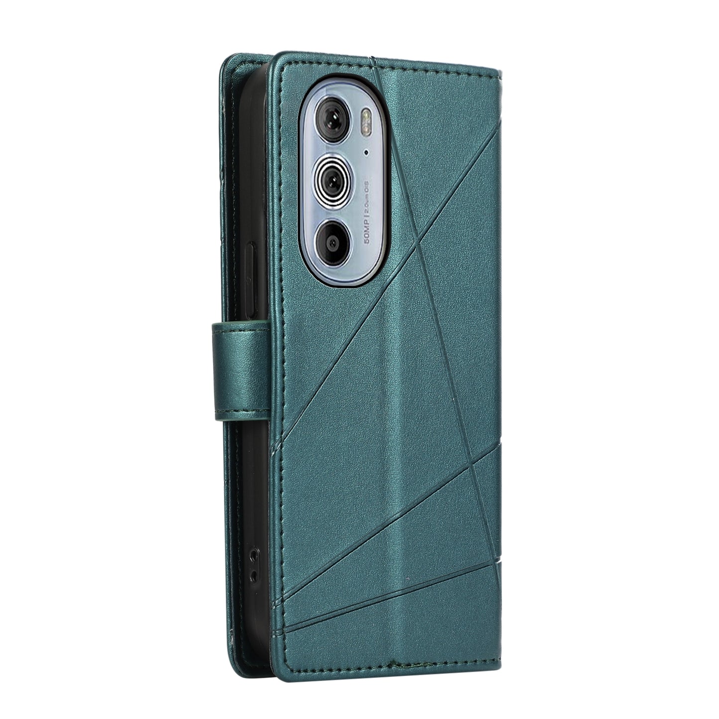 For Motorola Edge 30 Pro PU Genuine Leather Texture Embossed Line Phone Case(Green)