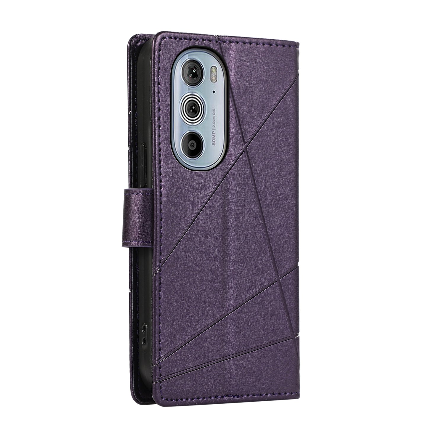 For Motorola Edge 30 Pro PU Genuine Leather Texture Embossed Line Phone Case(Purple)