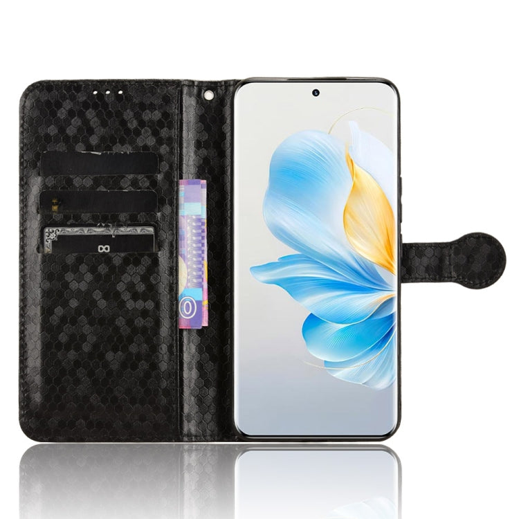 For Honor 100 5G Honeycomb Dot Texture Leather Phone Case(Black)