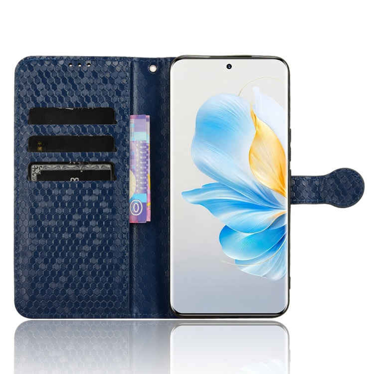 For Honor 100 5G Honeycomb Dot Texture Leather Phone Case(Blue)
