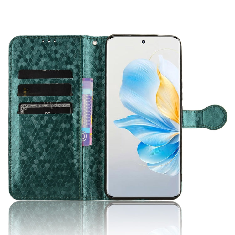 For Honor 100 5G Honeycomb Dot Texture Leather Phone Case(Green)