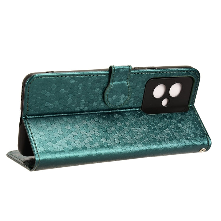 For Honor 100 5G Honeycomb Dot Texture Leather Phone Case(Green)