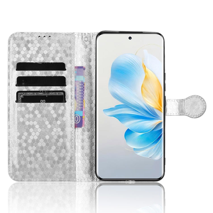For Honor 100 5G Honeycomb Dot Texture Leather Phone Case(Silver)