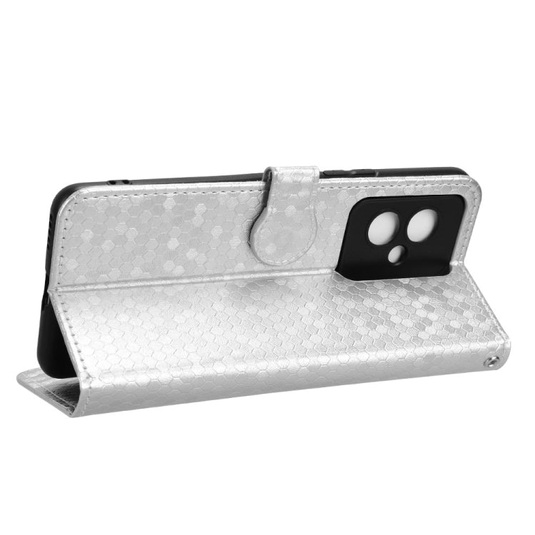 For Honor 100 5G Honeycomb Dot Texture Leather Phone Case(Silver)