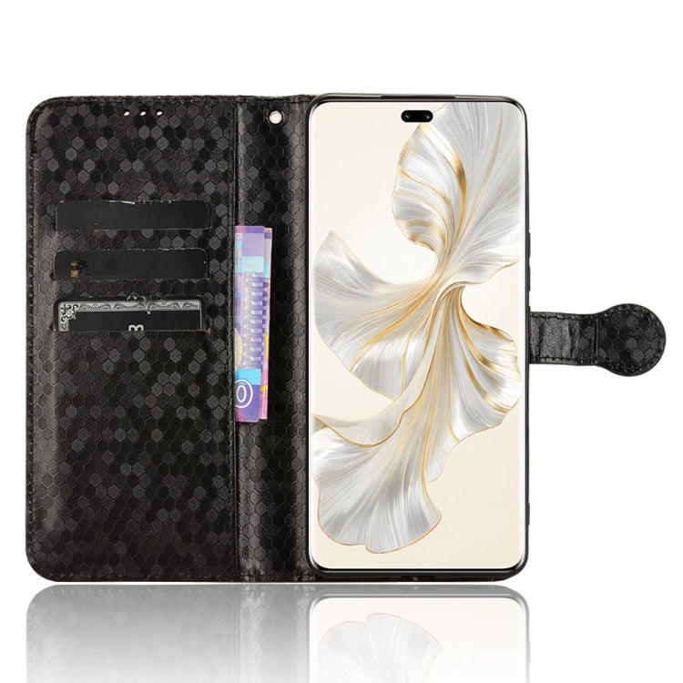 For Honor 100 Pro 5G Honeycomb Dot Texture Leather Phone Case(Black)