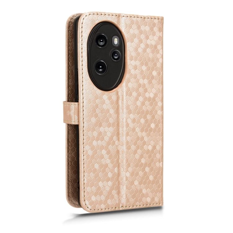 For Honor 100 Pro 5G Honeycomb Dot Texture Leather Phone Case(Gold)