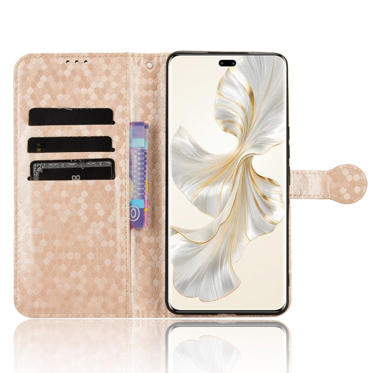 For Honor 100 Pro 5G Honeycomb Dot Texture Leather Phone Case(Gold)