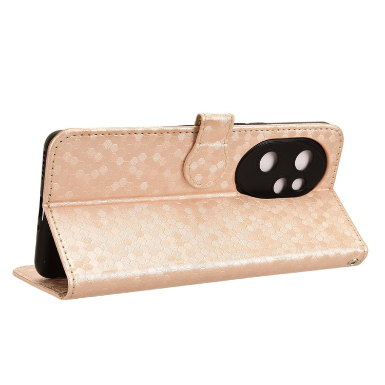 For Honor 100 Pro 5G Honeycomb Dot Texture Leather Phone Case(Gold)