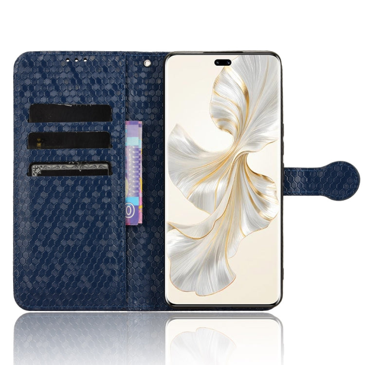 For Honor 100 Pro 5G Honeycomb Dot Texture Leather Phone Case(Blue)