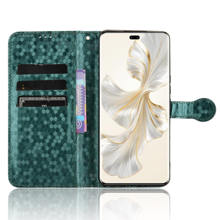 For Honor 100 Pro 5G Honeycomb Dot Texture Leather Phone Case(Green)
