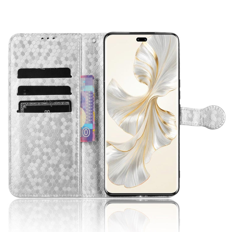 For Honor 100 Pro 5G Honeycomb Dot Texture Leather Phone Case(Silver)
