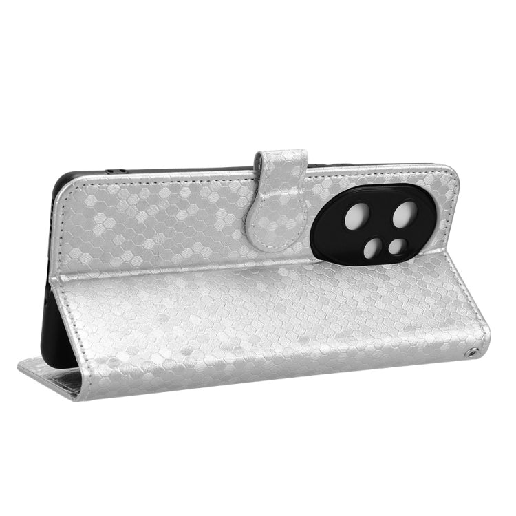 For Honor 100 Pro 5G Honeycomb Dot Texture Leather Phone Case(Silver)