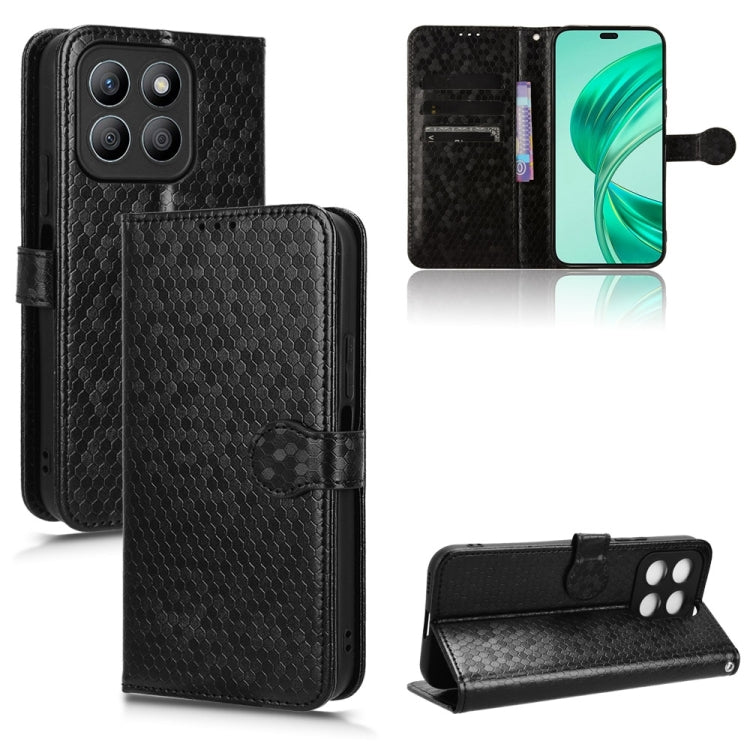 For Honor X8b Honeycomb Dot Texture Leather Phone Case(Black)
