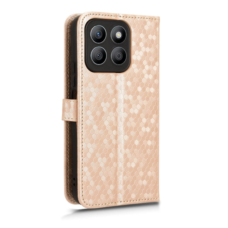 For Honor X8b Honeycomb Dot Texture Leather Phone Case(Gold)