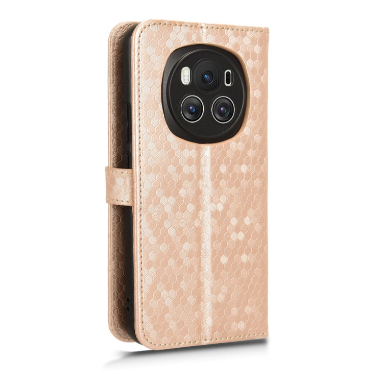 For Honor Magic6 Honeycomb Dot Texture Leather Phone Case(Gold)