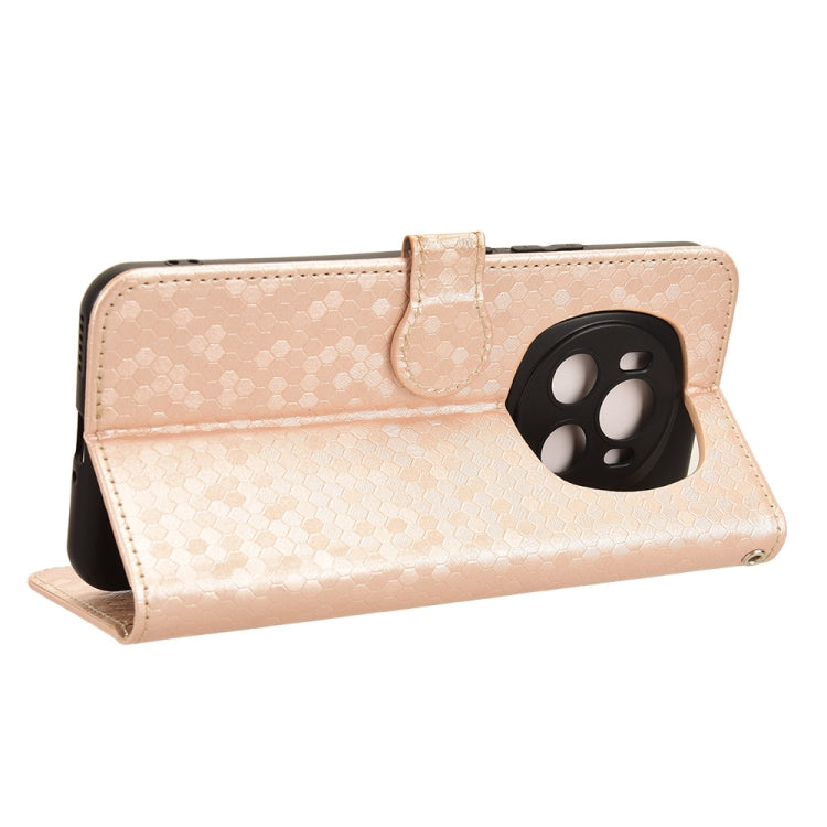 For Honor Magic6 Honeycomb Dot Texture Leather Phone Case(Gold)
