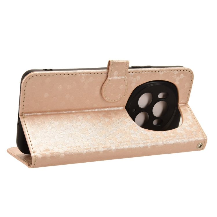 For Honor Magic6 Pro Honeycomb Dot Texture Leather Phone Case(Gold)