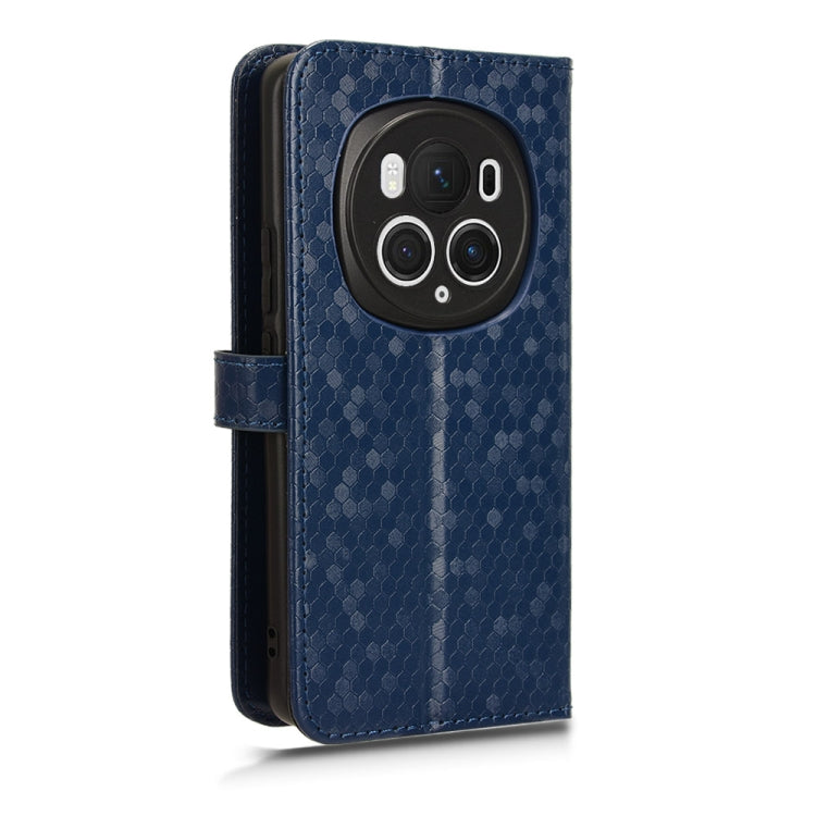 For Honor Magic6 Pro Honeycomb Dot Texture Leather Phone Case(Blue)