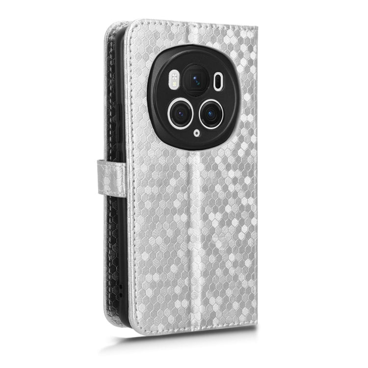 For Honor Magic6 Pro Honeycomb Dot Texture Leather Phone Case(Silver)