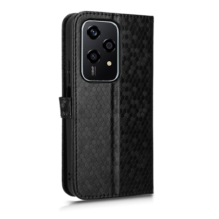 For Honor 200 Lite Global Honeycomb Dot Texture Leather Phone Case(Black)