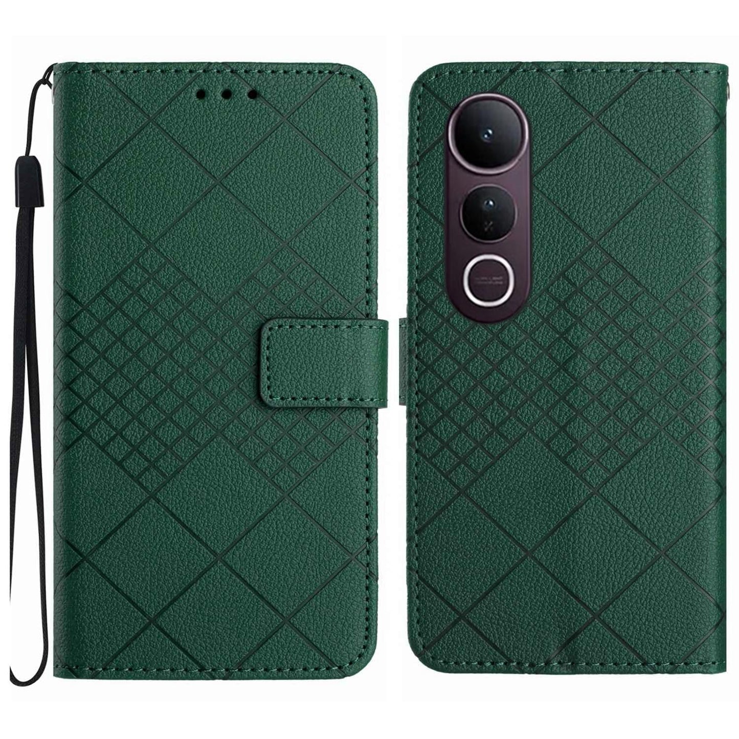 For vivo V50 Lite 5G Rhombic Grid Texture Leather Phone Case(Green)