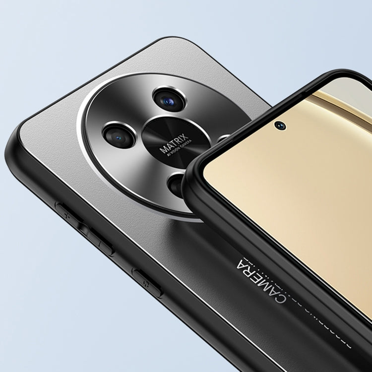 For Honor X30 Frosted Metal Hybrid TPU Holder Phone Case(Black)