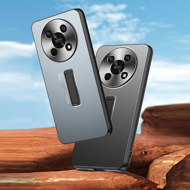 For Honor X30 Frosted Metal Hybrid TPU Holder Phone Case(Blue)