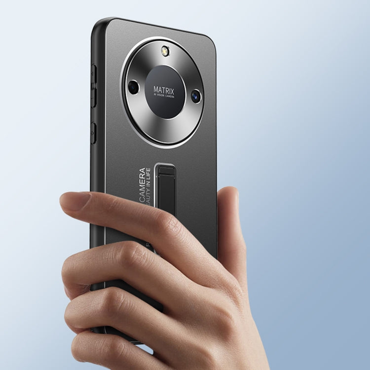 For Honor X40 Frosted Metal Hybrid TPU Holder Phone Case(Blue)