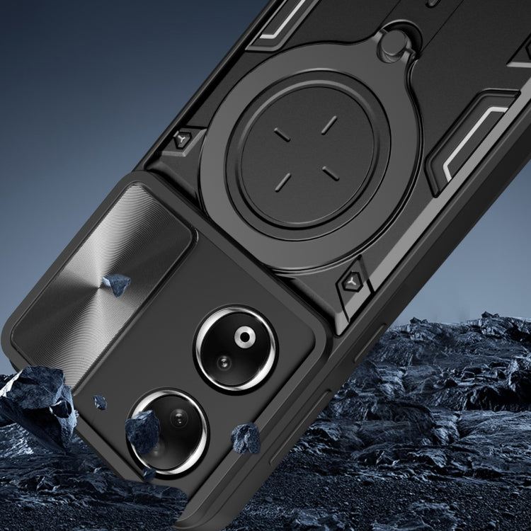 For Honor 90 5G CD Texture Sliding Camshield Magnetic Holder Phone Case(Black)