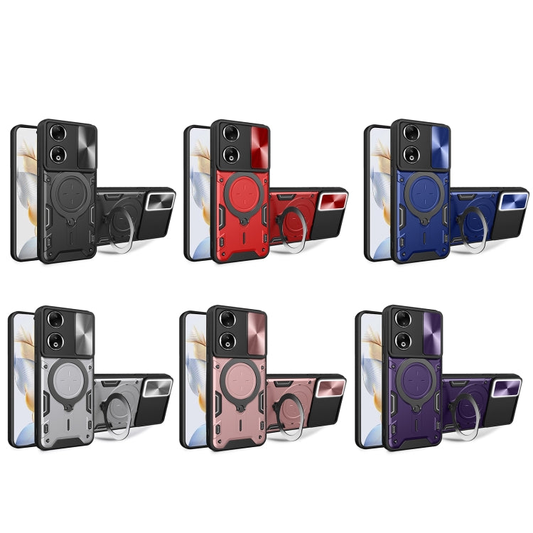 For Honor 90 5G CD Texture Sliding Camshield Magnetic Holder Phone Case(Blue)