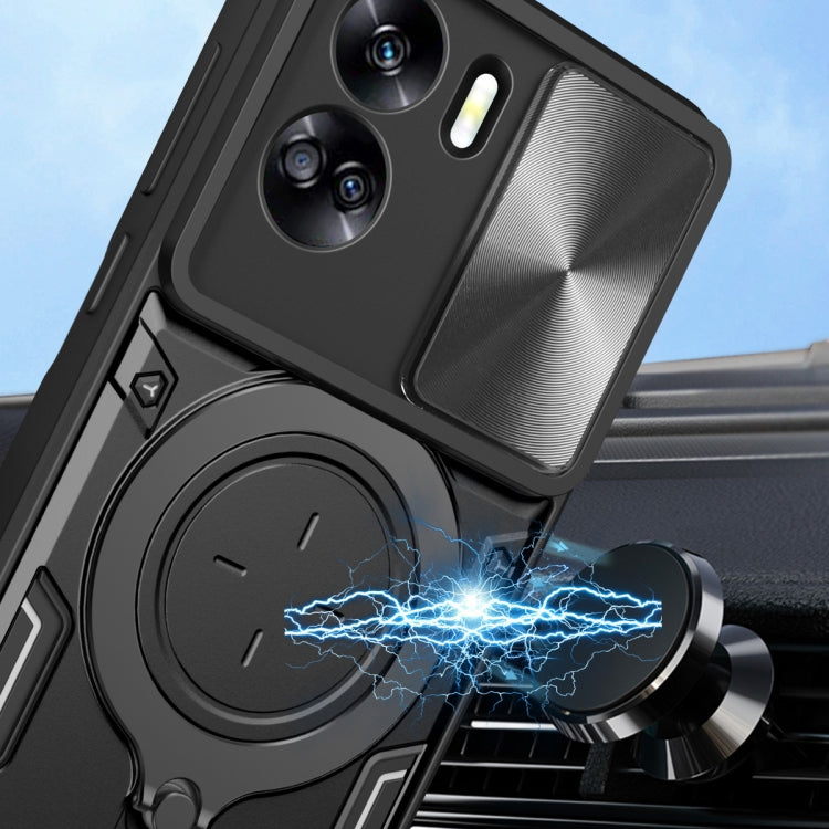 For Honor 90 Lite 5G CD Texture Sliding Camshield Magnetic Holder Phone Case(Silver)