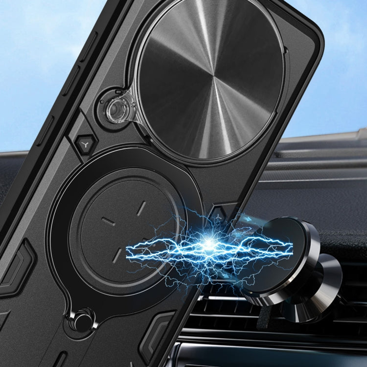 For Honor Magic6 Pro 5G CD Texture Sliding Camshield Magnetic Holder Phone Case(Silver)